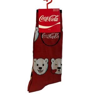 NEW Coca-Cola Coke Soda Novelty Socks Polar Bears Red 1 Pair